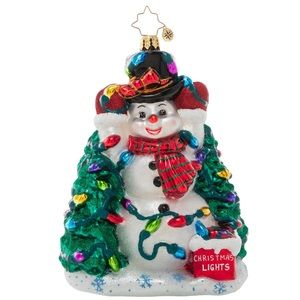 Christopher Radko “Let There Be Lights” Snowman Ornament